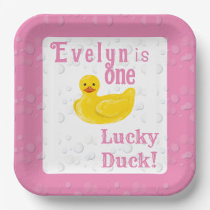 One Lucky Duck First Birthday Paper Plates