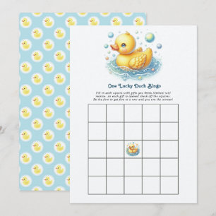 One Lucky Duck First Birthday Party Bingo Game Invitation