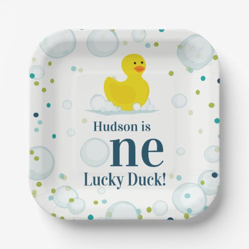 One Lucky Duck First Birthday Party Paper Plates