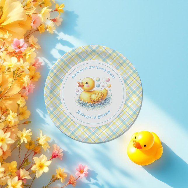 One Lucky Duck First Birthday Party Paper Plates (One Lucky Duck First Birthday Party Paper Plates)