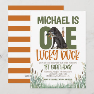 One Lucky Duck Hunting First Birthday Invitation 