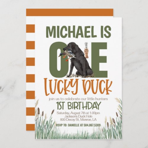 ONE Lucky Duck Hunting First Birthday Invitation