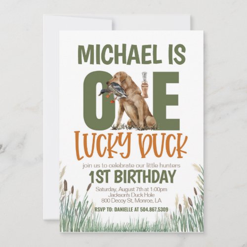 ONE Lucky Duck Hunting First Birthday Invitation