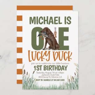 ONE Lucky Duck Hunting First Birthday Invitation