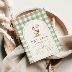 One Lucky Duck Invitation, Duck Birthday Party Invitation