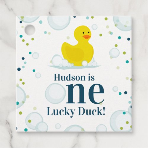 One Lucky Duck Pink First Birthday Party Favor Tags
