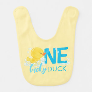 One Lucky Duck Watercolor Rubber Duck 1st Birthday Baby Bib