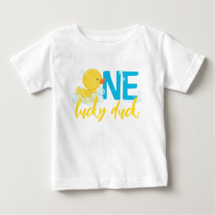 One Lucky Duck Watercolor Rubber Duck 1st Birthday Baby T-Shirt
