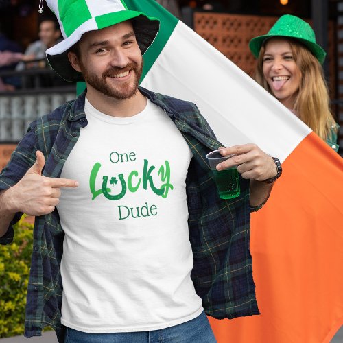 One Lucky Dude  Customizable St Patricks Day T_Shirt