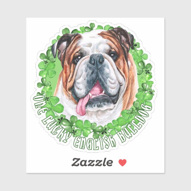 One Lucky English Bulldog Funny St. Patrick Dog  Sticker (Sheet)