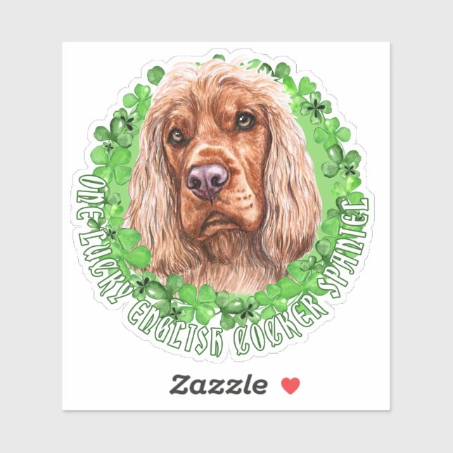 One Lucky English Cocker Spaniel St. Patrick Dog  Sticker (Sheet)