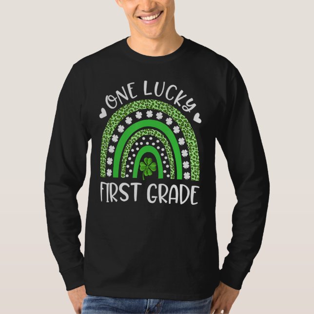 One Lucky First Grade Teacher Rainbow St Patricku2 T-Shirt (Front)