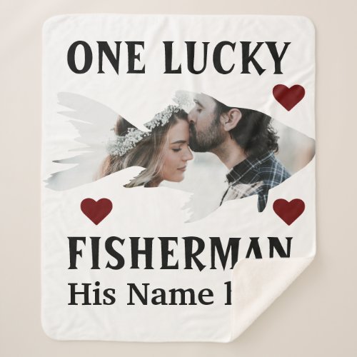 One lucky fisherman matching couple fish photo sherpa blanket