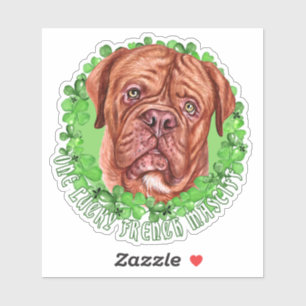 One Lucky French Mastiff Funny St. Patrick Dog Sticker