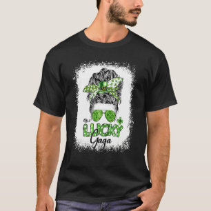 One Lucky Gaga Messy Bun St Patricks Day Shamrock T-Shirt