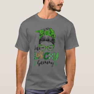 One Lucky Gammy St Patricks Day Mom Grandma Messy T-Shirt