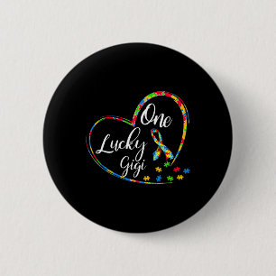 One Lucky Gigi Autism Awareness Gift Puzzle Piece Button