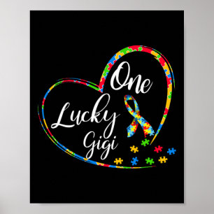 One Lucky Gigi Autism Awareness Gift Puzzle Piece  Poster