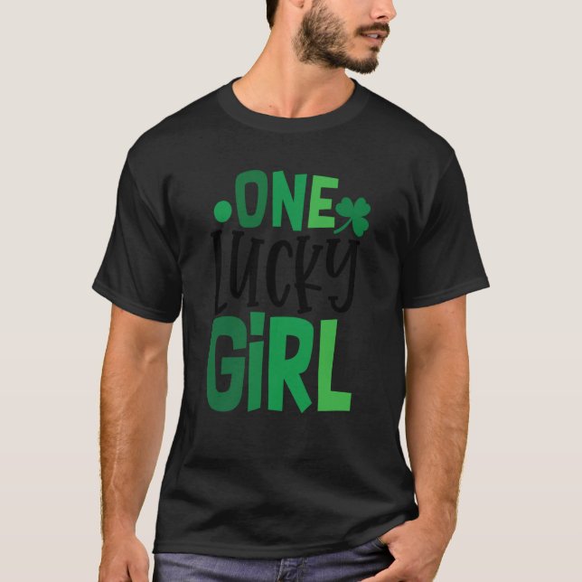 One Lucky Girl C Shamrock Irish Ireland T-Shirt (Front)