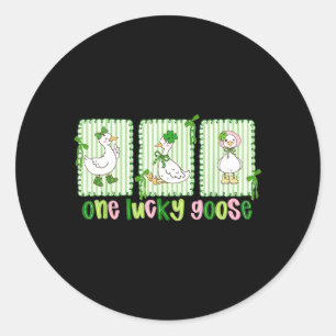 One Lucky Goose Shamrock St Patricks Day Classic Round Sticker