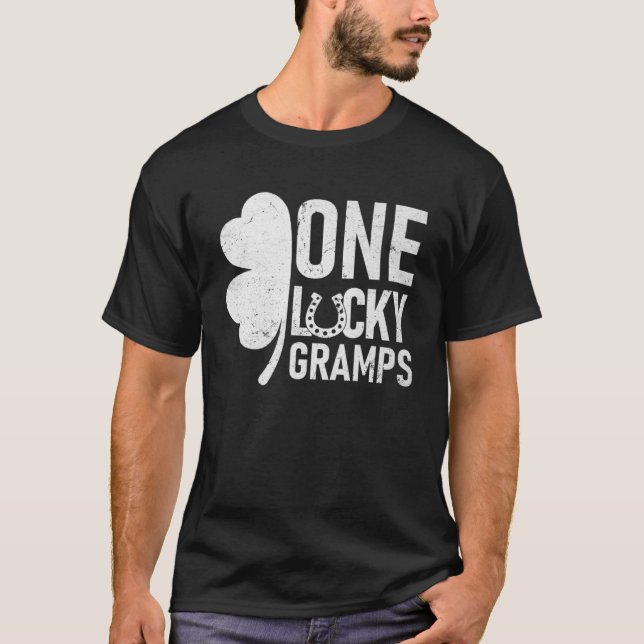 One Lucky Gramps  Matching St Patricks Day T-Shirt (Front)