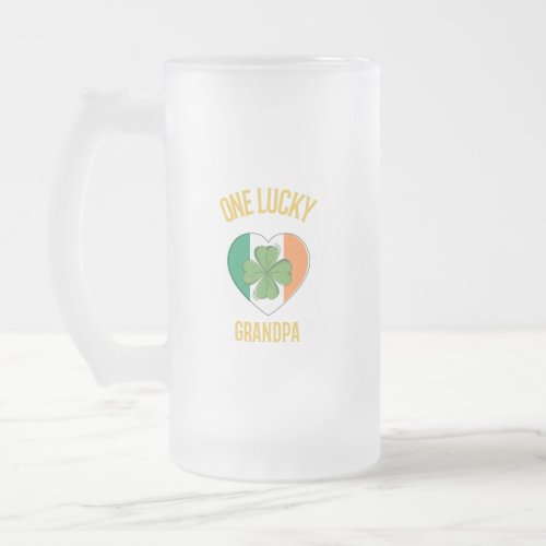 One lucky grandpa frosted glass beer mug