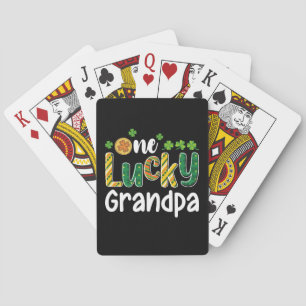 One Lucky Grandpa Matching Family St Patrick's Day Poker Cards