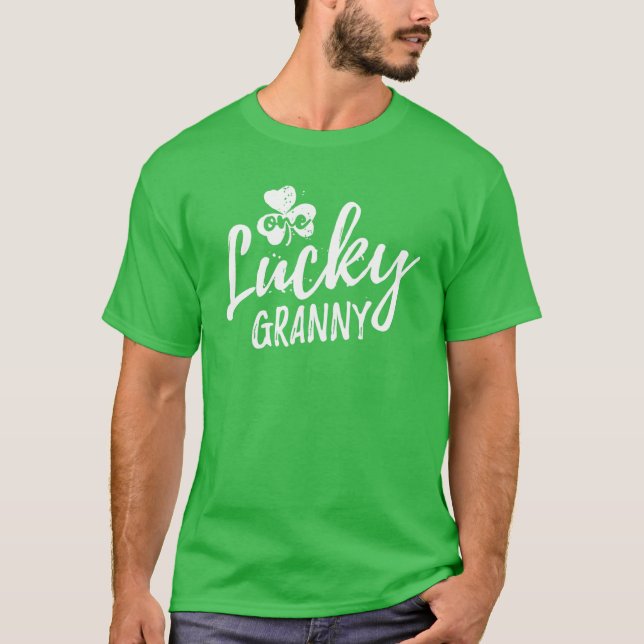One Lucky Granny St. Patrick's Day Shamrock Pajama T-Shirt (Front)