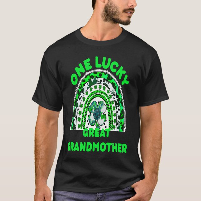 One Lucky Great Grandmother Good Luck Green Rainbo T-Shirt (Front)
