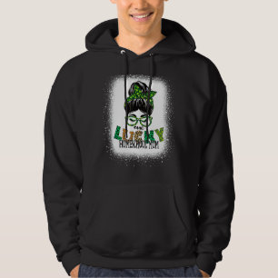 One Lucky Homeschool Mom Bleached St Patricks Day Hoodie