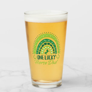 One Lucky Horse Dad Equestrian St. Patrick's Day Glass