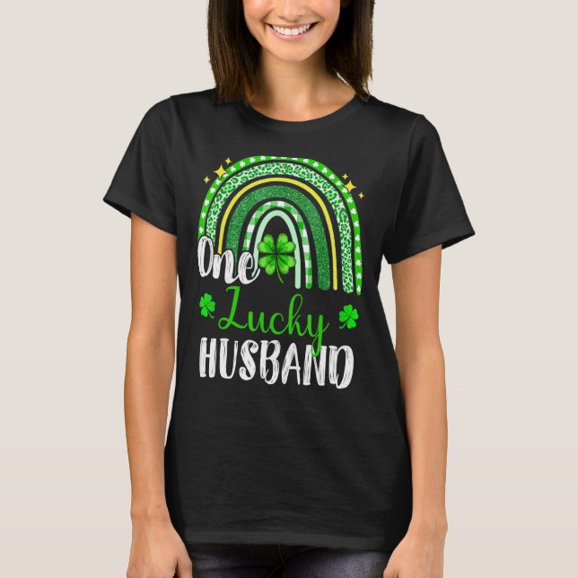 One Lucky Husband Leopard Print Rainbow St Patrick T-Shirt (Front)