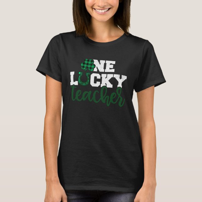 One Lucky Irish Teacher  St Patricks Day Buffalo P T-Shirt (Front)