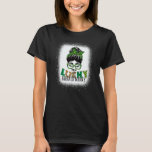 One Lucky Karate Nanny Bleached Messy Bun St Patri T-Shirt