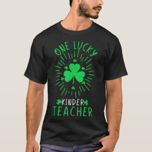 One Lucky Kinder Teacher Rainbow Leopard Lucky St T-Shirt