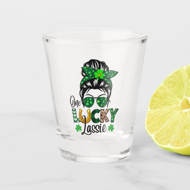 One Lucky Lassie Shot Glass (Front)
