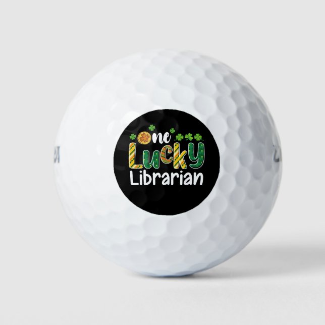 One Lucky Librarian School St Patrick's Day Golf Balls (Front)