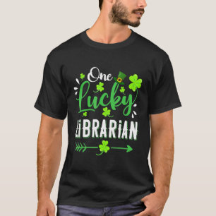 One Lucky Librarian Shamrock Leprechaun Hat St Pat T-Shirt