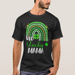 One Lucky Mama Leopard Print Rainbow St Patrick’ T-Shirt