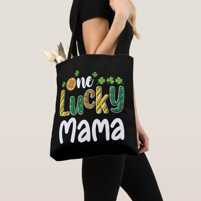 One Lucky Mama Matching Family St Patrick's Day Tote Bag (Close Up)