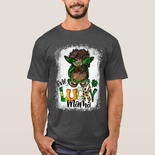 One Lucky Mama Mom Mother African American St Patr T_Shirt