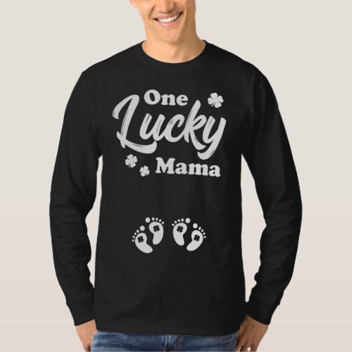 One Lucky Mama Mom of Twins St Patricks Pregnancy T_Shirt