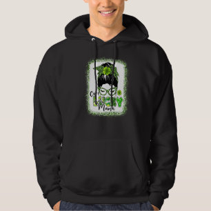 One Lucky Mama St Patricks Day Messy Bun Leopard S Hoodie