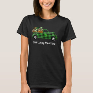 One Lucky Meemaw Green Plaid Truck Shamrocks St Pa T-Shirt