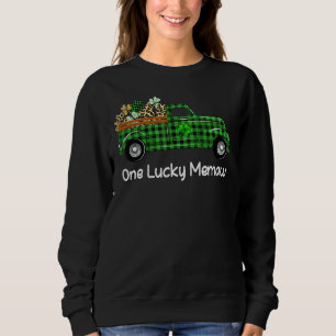 One Lucky Memaw Green Plaid Truck Shamrocks St Pat Sweatshirt