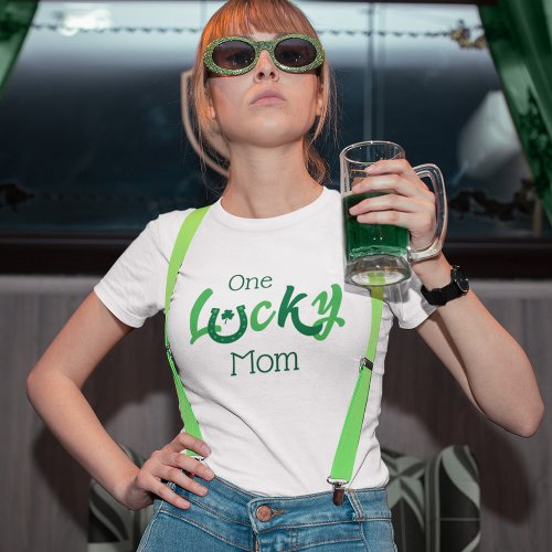 One Lucky Mom  Customizable St Patricks Day T_Shirt