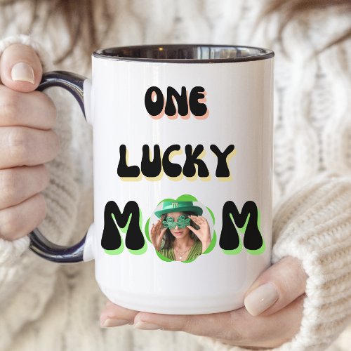 One Lucky Mom Photo Gifts with Clover  Mug