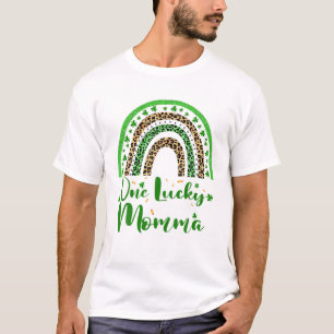 One Lucky Momma Irish Rainbow Leopard Patricks Day T-Shirt