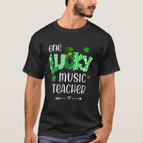 One Lucky Music Teacher Gifts Music Teacher St Pat T_Shirt
