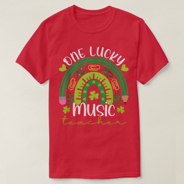 One Lucky Music Teacher Rainbow St Patrick Day Men T-Shirt (Design Front)